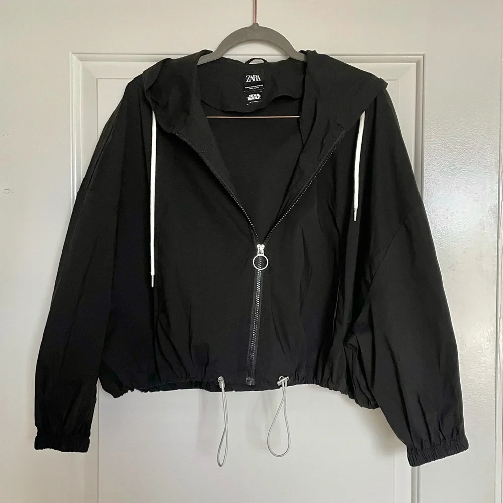 NWOT Zara Star Wars Windbreaker Rain Jacket in Black Size S-M - Picture 5 of 7